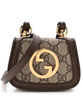 GG Supreme Monogram Textured Dollar Calfskin Blondie Card Case Wallet